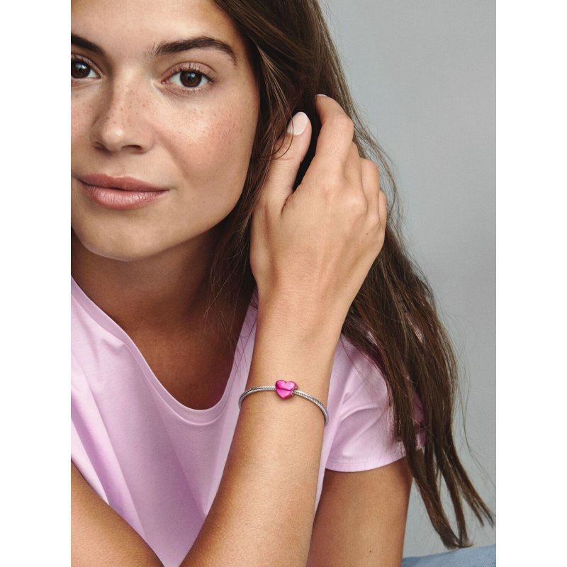Charm Cuore Metallico Rosa