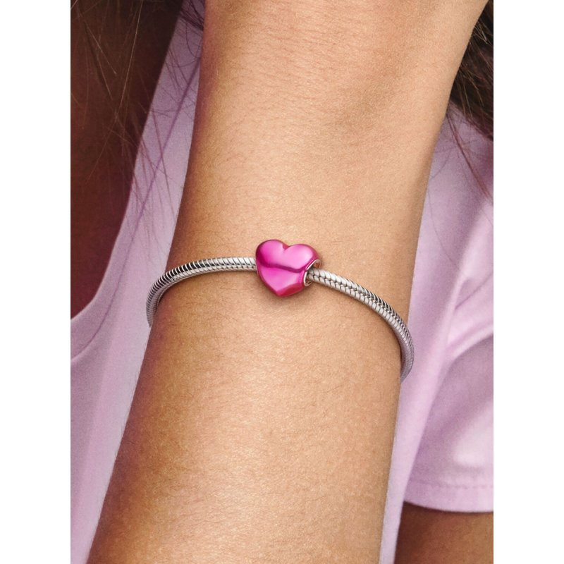 Charm Cuore Metallico Rosa