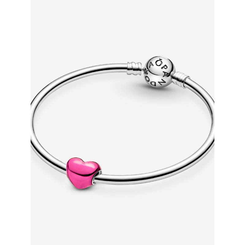 Charm Cuore Metallico Rosa