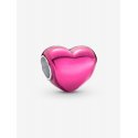 Charm Cuore Metallico Rosa