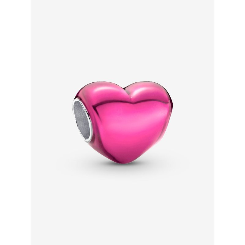 Charm Cuore Metallico Rosa