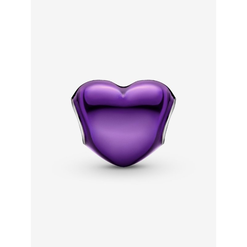 Charm Cuore Metallico Viola