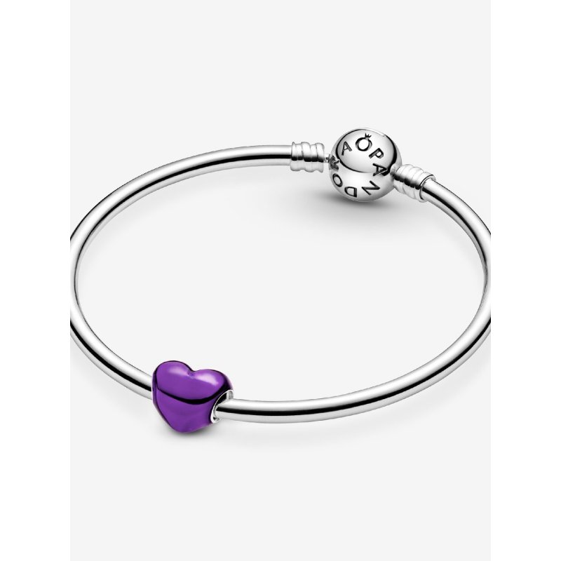 Charm Cuore Metallico Viola