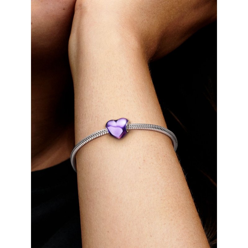Charm Cuore Metallico Viola