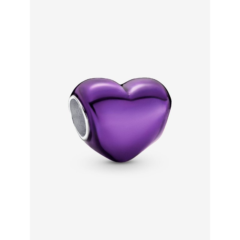 Charm Cuore Metallico Viola