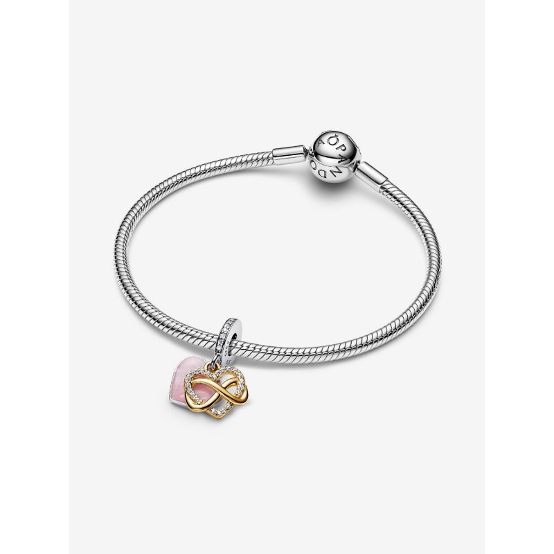 Charm Pendente Cuore e Infinito Rosa