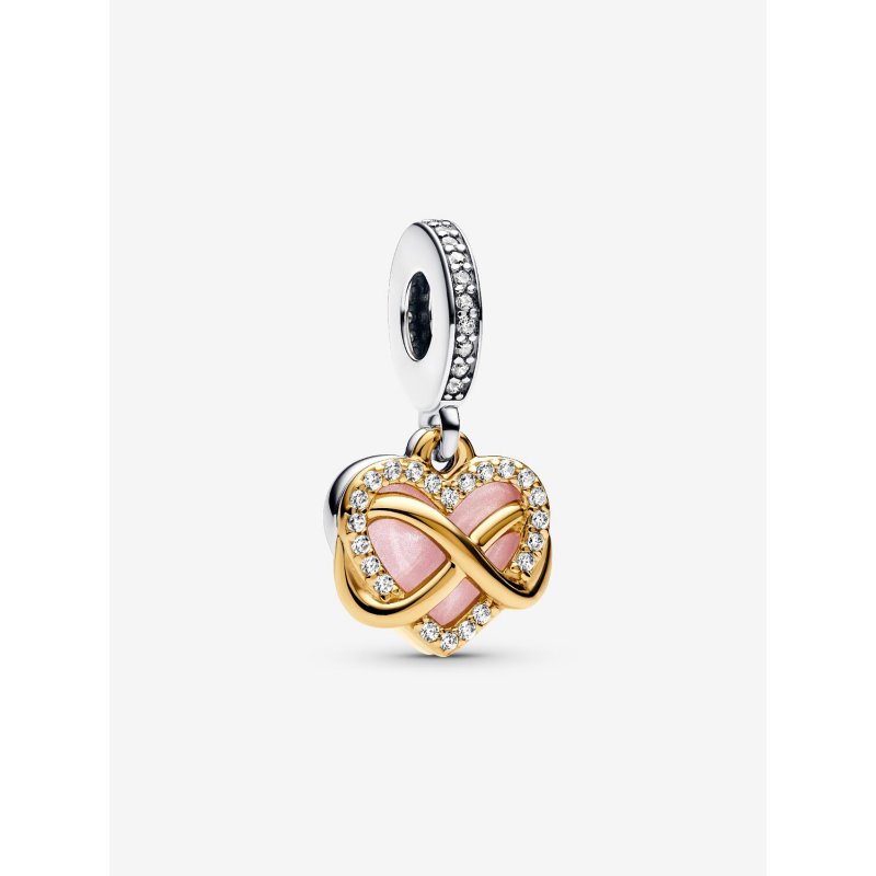 Charm Pendente Cuore e Infinito Rosa
