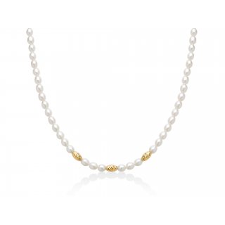 Miluna - Collana Pepite Perle - Argento Dorato