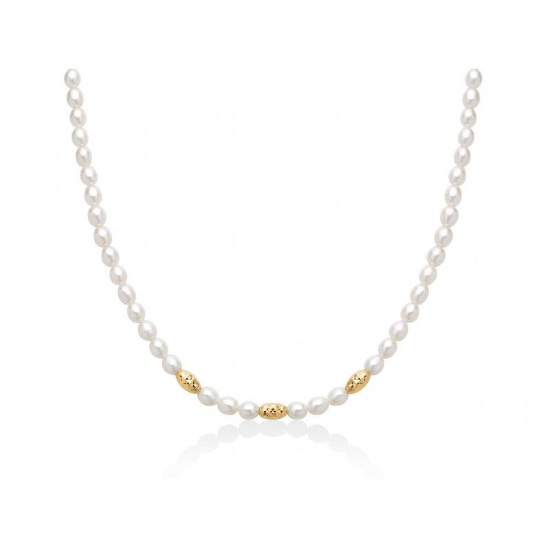 Miluna - Collana Pepite Perle - Argento Dorato
