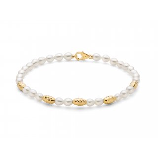 Miluna - Bracciale Pepite - Perle - Argento Dorato