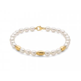 Miluna - Bracciale Pepite - Perle 5-5,5 - Argento Dorato