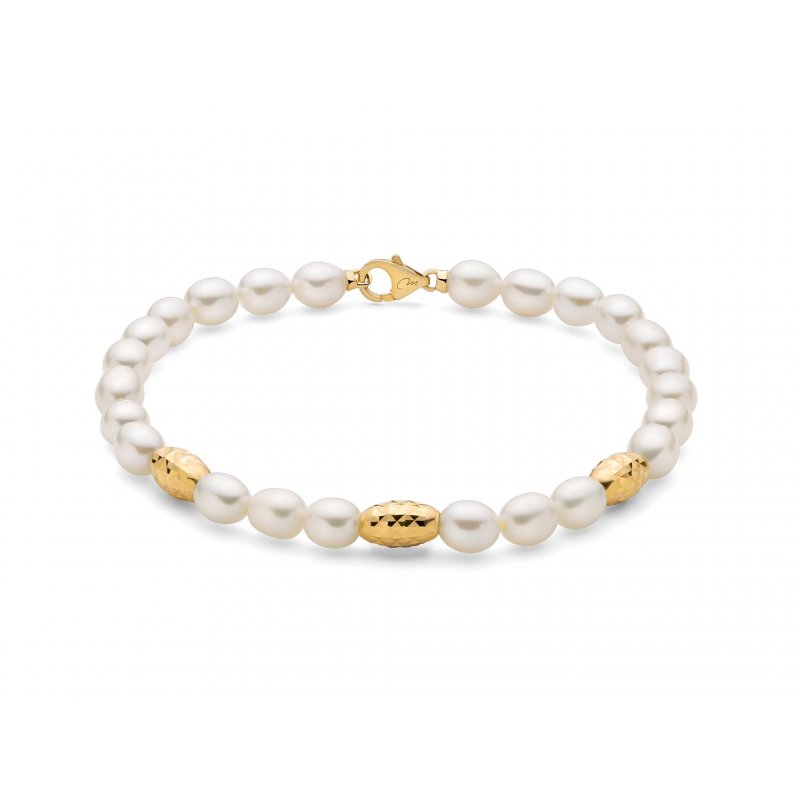 Miluna - Bracciale Pepite - Perle 5-5,5 - Argento Dorato