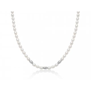 Miluna - Collana Pepite - Perle 5-5,5 - Argento 925