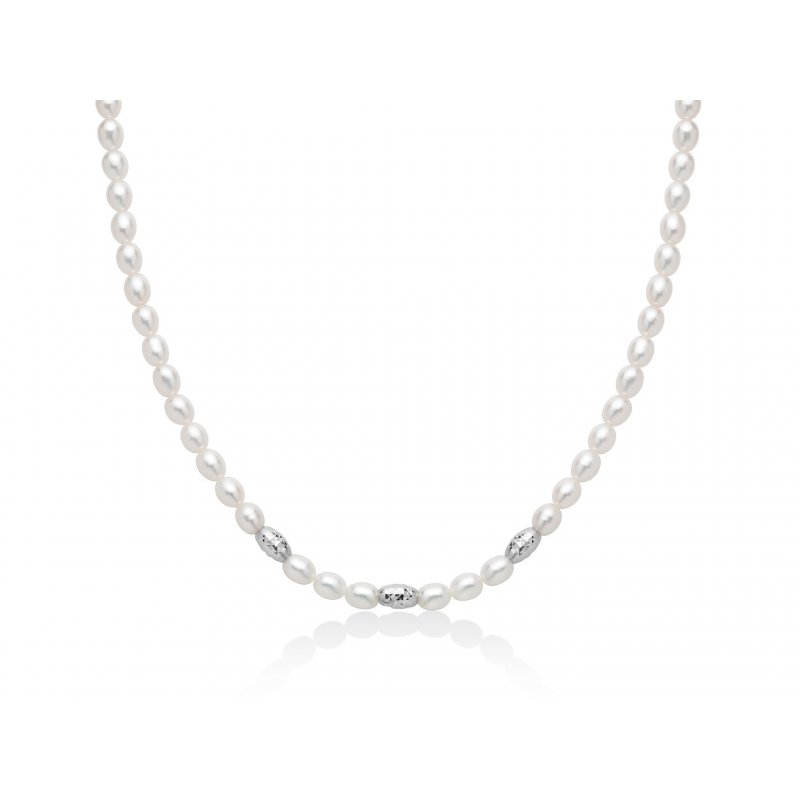 Miluna - Collana Pepite - Perle 5-5,5 - Argento 925