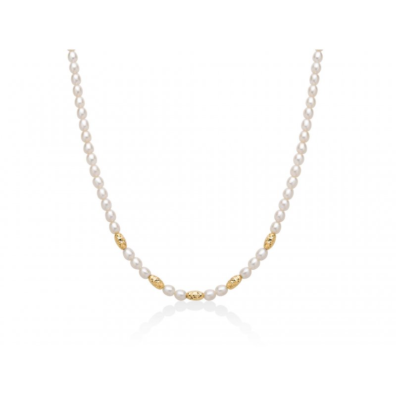 Miluna - Collana Pepite - Perle Vere - Argento Dorato