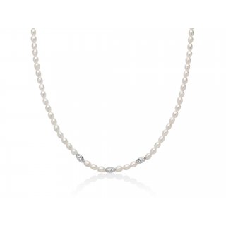 Miluna - Collana Pepite - Perle 4-4,5 - Argento 925