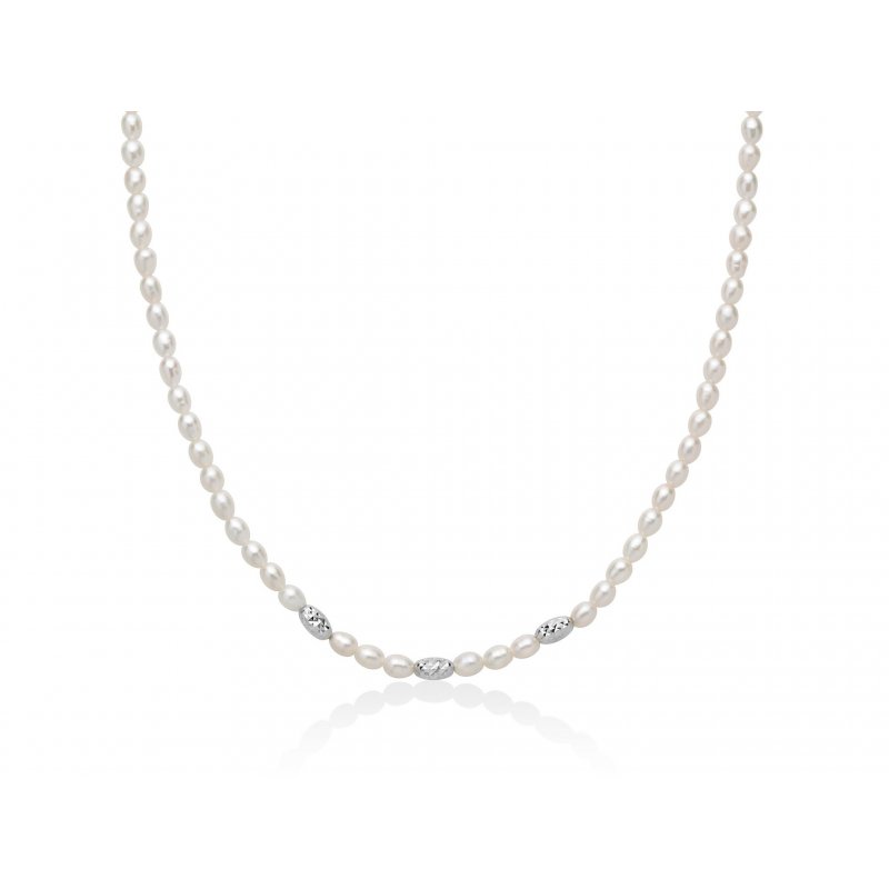 Miluna - Collana Pepite - Perle 4-4,5 - Argento 925