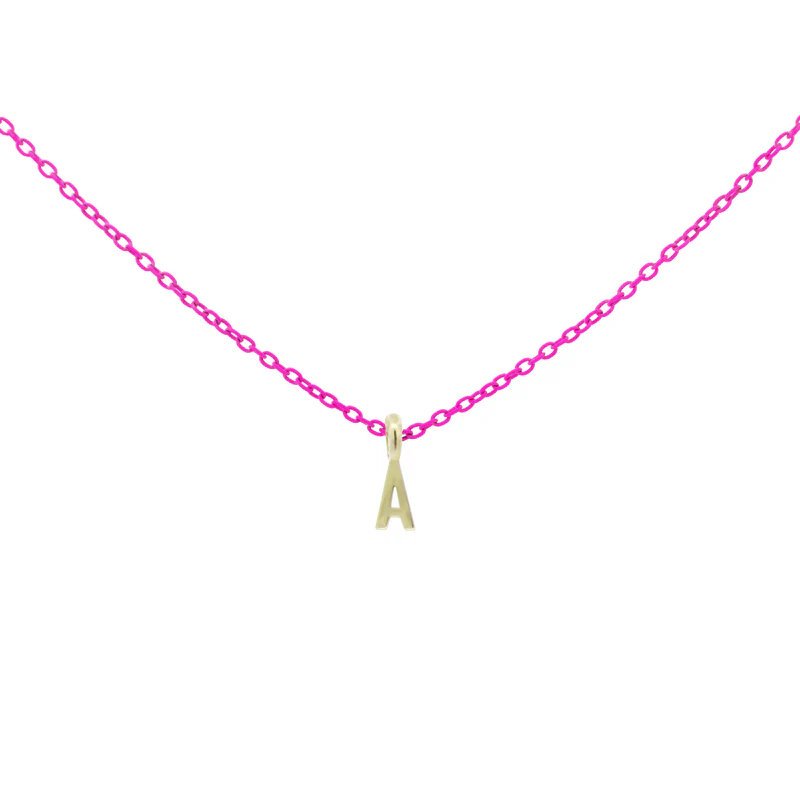Rue Des Mille - Girocollo Lettera - Oro18Kt - Fucsia Fluo