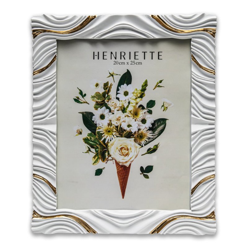 Henriette - Cornice Onda - Resina - Bianco E Oro