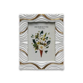 Henriette - Cornice Onda - Bianco E Oro - Resina