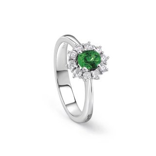 Salvini - Anello In Oro Bianco - Diamante/Smeraldo