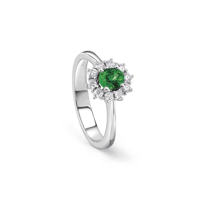 Salvini - Anello In Oro Bianco - Diamante/Smeraldo