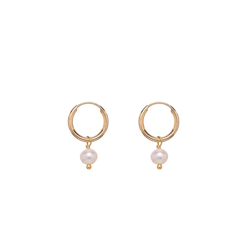 Alisia - Orecchini Hoop - Perla Pendente - Argento 925