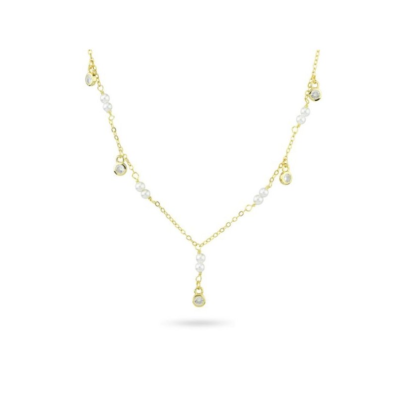 Boccadamo - Collana Gr911D - Argento Placcato - Perle Zirconi