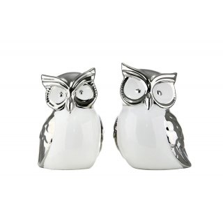 Gilde - Figura Gufo Berta - Ceramica Argento Bianco