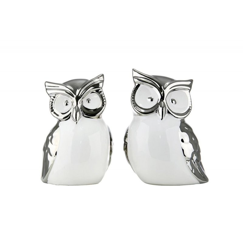 Gilde - Figura Gufo Berta - Ceramica Argento Bianco