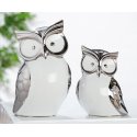 Gilde - Figura Gufo Berta - Ceramica Argento Bianco