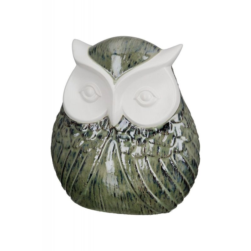 Gilde - Figura Gufo - Ceramica Verde - 12X22X25 Cm