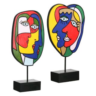 Gilde - Scultura Motivo Faccia - Resina Sintetica - Multicolore