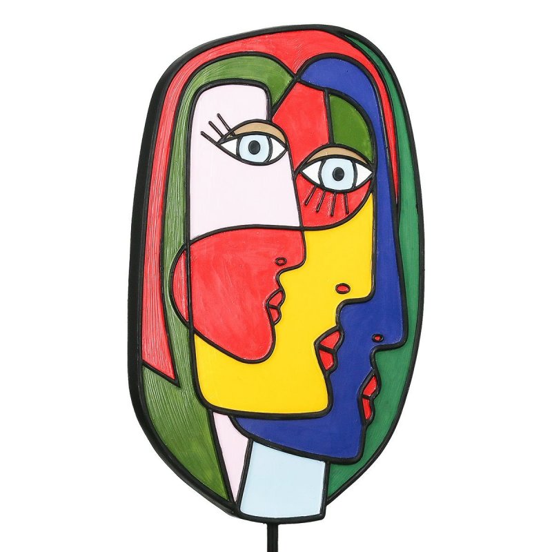 Gilde - Scultura Motivo Faccia - Resina Sintetica - Multicolore