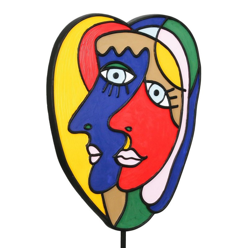 Gilde - Scultura Motivo Faccia - Resina Sintetica - Multicolore