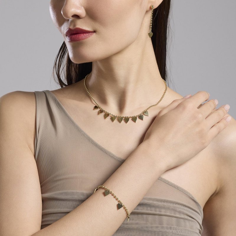 Kidult - Bracciale Dorato - Ciondoli Cuore - Style 18
