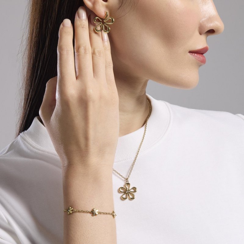 Kidult - Bracciale Dorato - Catena Rolò - Fiori