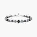 Kidult - Bracciale Uomo Con Agata Nera E Grigia