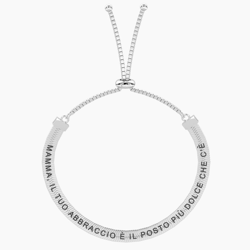 Kidult - Bracciale Regolabile - Frase Mamma - Acciaio