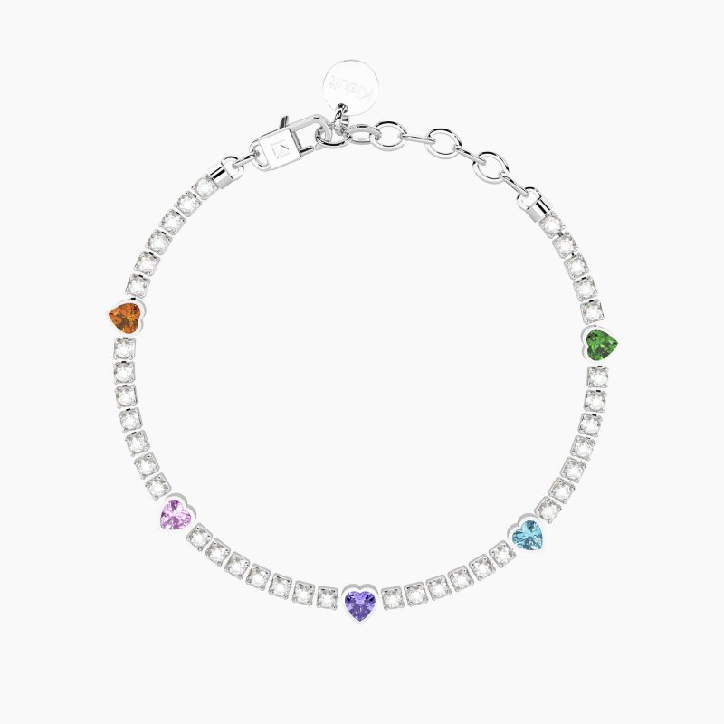 Kidult - Bracciale Tennis - Cristalli - Cuori Multicolor