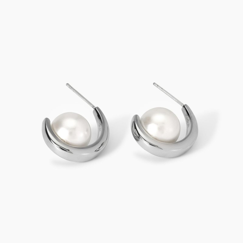 Kidult - Orecchini Semicerchio - Perle Conchiglia - Acciaio