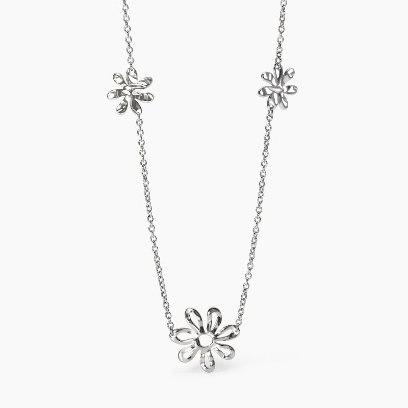 Kidult - Girocollo Con Fiori - Acciaio - Cristalli