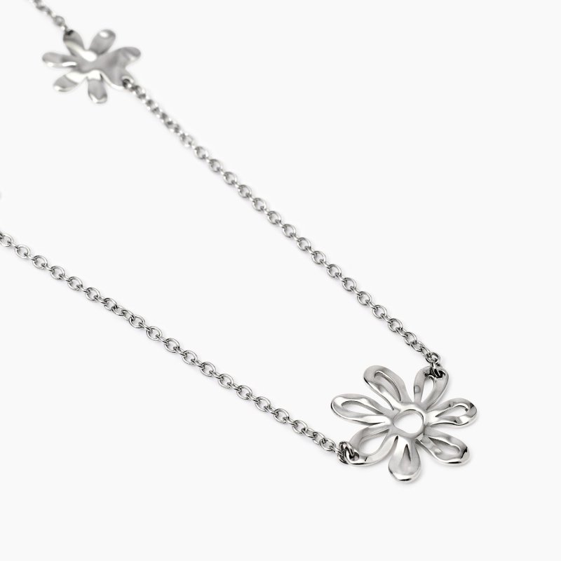 Kidult - Girocollo Con Fiori - Acciaio - Cristalli
