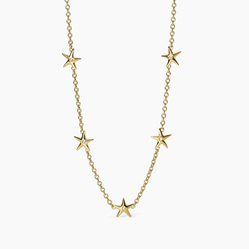 Kidult - Girocollo Dorato - Stelle Marine - Cristalli