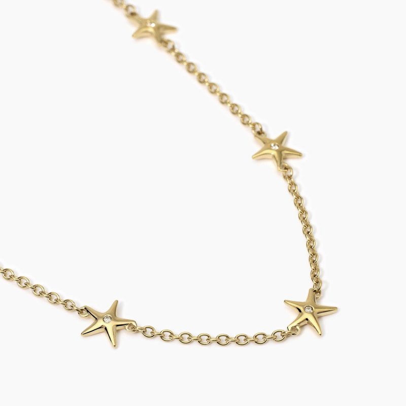Kidult - Girocollo Dorato - Stelle Marine - Cristalli