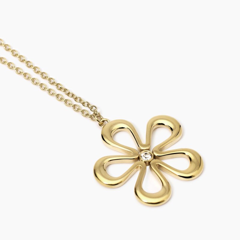 Kidult - Collana In Acciaio Dorato - Fiore Style 17