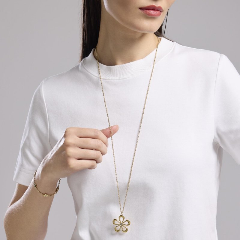 Kidult - Collana In Acciaio Dorato - Fiore Style 17