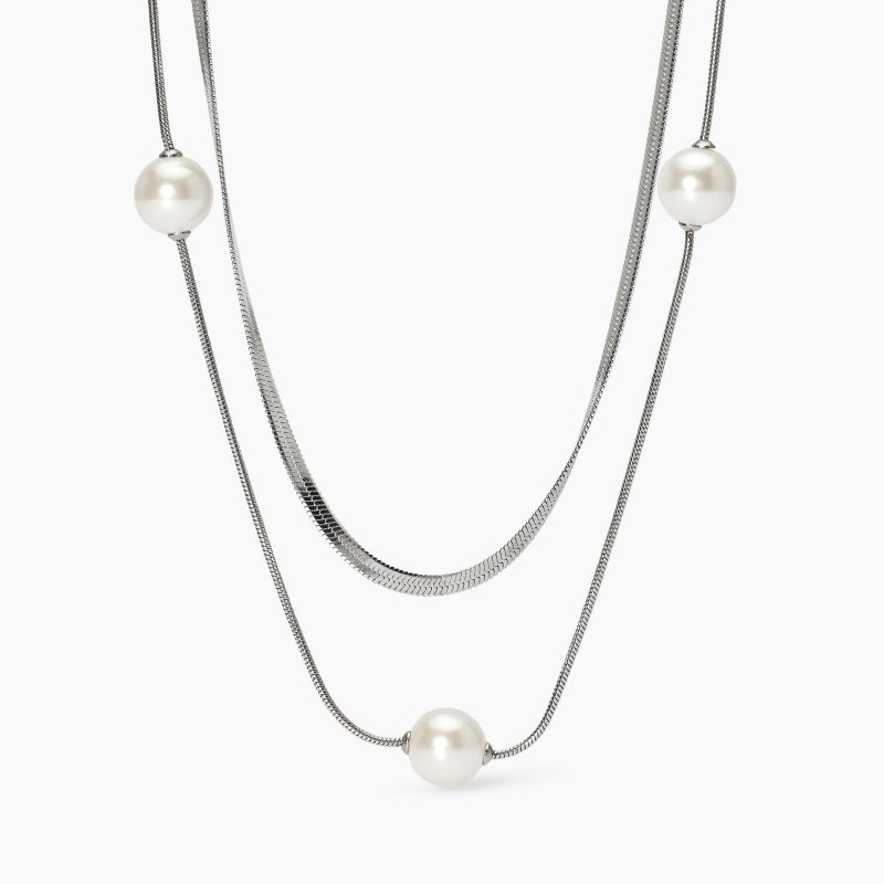 Kidult - Collana Doppia Catena - Perle Conchiglia
