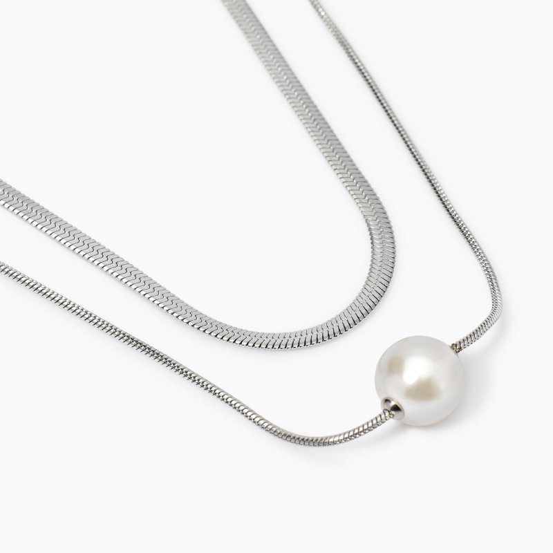 Kidult - Collana Doppia Catena - Perle Conchiglia