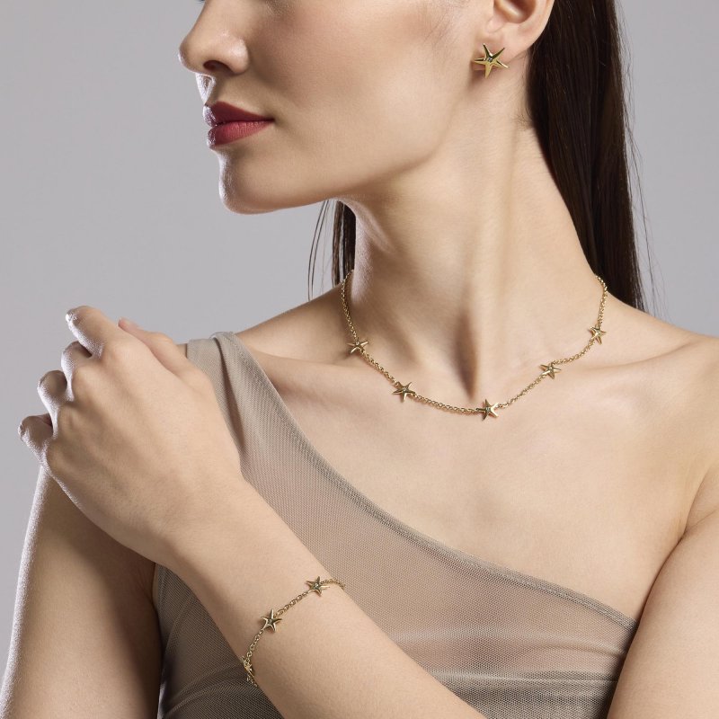 Kidult - Bracciale Stella Marina - Acciaio Dorato - Cristalli